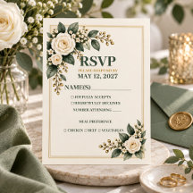 Elegante Grüne Salbei-Blumen-Hochzeits-RSVP
