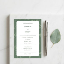 Elegante Grüne Salbei-Blumen-Linienkunst-Hochzeit