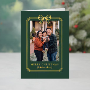 Elegante grüne Schleife Frohe Weihnachten Familien
