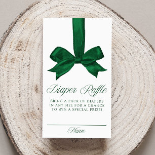 Elegante grüne Schleife Weihnachten Windel-Raffle Begleitkarte