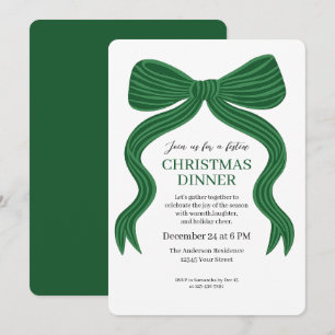 Elegante grüne Schleife Weihnachts-Dinner-Einladun Einladung