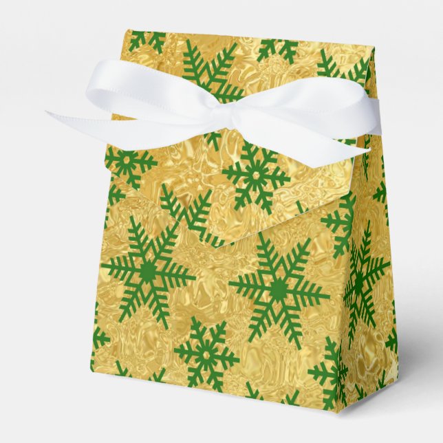 Elegante grüne Schneeflocke an Abstrakten Weihnach Geschenkschachtel (Vorderseite)
