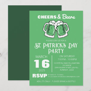 Elegante Grüne Shamrock St. Patrick's Day-Party Einladung