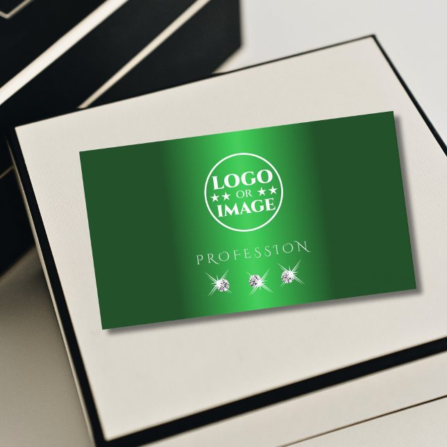 Elegante grüne Silber-Sparkling-Diamanten mit Logo Visitenkarte (Von Creator hochgeladen)