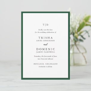 Elegante grüne Smaragd-Monogramm-Moderne Hochzeit Save The Date