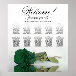 Elegante grüne Smaragdrose 10er-Tischsitzordnung Poster