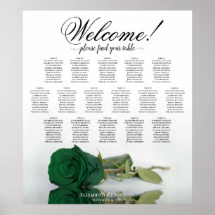 Elegante grüne Smaragdrose 16 Personen Tischsitzor Poster
