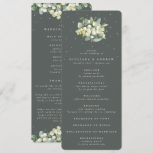 Elegante grüne Snowberry+Eucalyptus Bouquet Weddin Programm