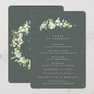 Elegante grüne Snowberry+Eukalyptus Stem Wedding Programm