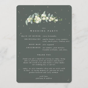Elegante grüne Snowberry+Eukalyptus Winter Wedding Programm