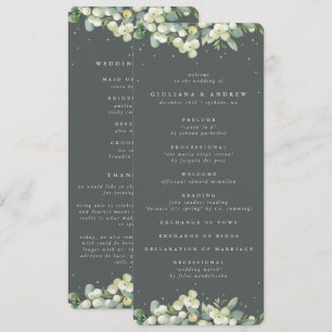 Elegante grüne Snowberry+Eukalyptus Winter Wedding Programm