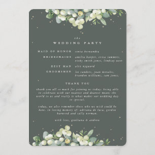 Elegante grüne Snowberry+Eukalyptus Winter Wedding Programm