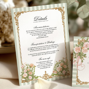 Elegante grüne Streifen-Blumen-Details-Karte