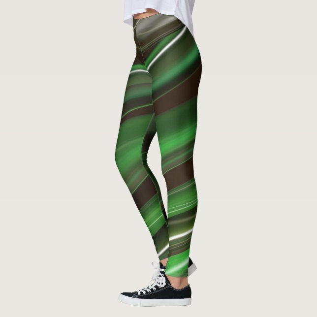 Elegante grüne Streifen Leggings (Links)