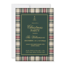 Elegante grüne Tartan-Gold-Schrift-Weihnachtsfeier