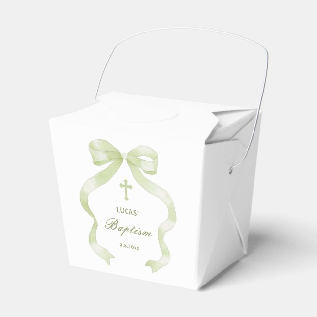 Elegante Grüne Taufe Geschenkschachtel (Vorderseite)