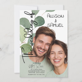 Elegante Grüne Umrandung Hochzeit  Einladung