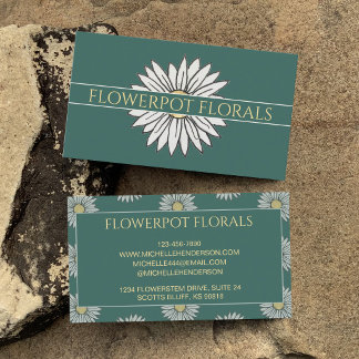 Elegante grüne und gelbe Daisy-Illustration Floris Visitenkarte
