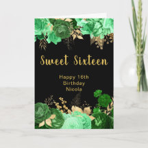 Elegante grüne und goldene Blumen Sweet Sixteen