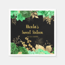Elegante grüne und goldene Blumen Sweet Sixteen