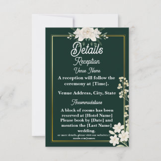 Elegante grüne und goldene florale Hochzeitsdetail Dankeskarte