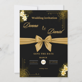 Elegante grüne und goldene Hochzeitseinladung mit Einladung