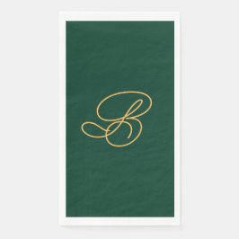Elegante grüne und goldene Monogramm-Schriftzug-Na Serviette