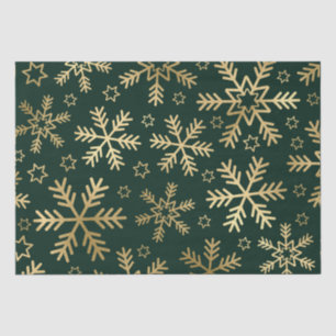 Elegante grüne und goldene Schneeblumen Weihnachte Seidenpapier