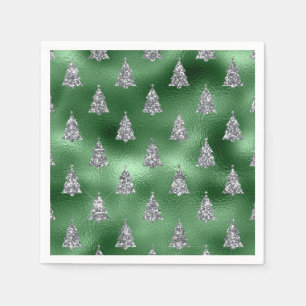 Elegante grüne und künstliche silberne Weihnachtsb Serviette