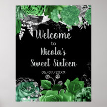 Elegante grüne und silberne Blumen Sweet Sixteen