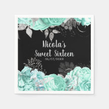 Elegante grüne und silberne Blumen Sweet Sixteen
