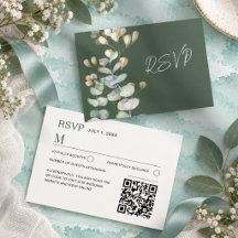 Elegante grüne und weiße botanische RSVP-Hochzeit