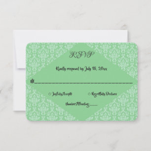 Elegante grüne Verziert Damask Classic feierliche RSVP Karte