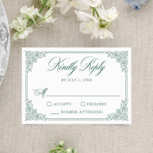 Elegante grüne Vintage-Verzierungsrahmen-Hochzeit
