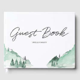 Elegante grüne Waldberge Einfach Gästebuch