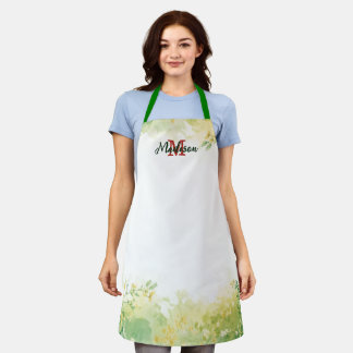 Elegante grüne Wasserfarbe Wildblume Blume Schürze