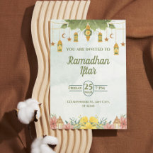 Elegante grüne Wasserfarben-Ramadan-Iftar-Einladun