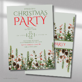 Elegante Grüne Weihnachtsfeiertage Party Einladung