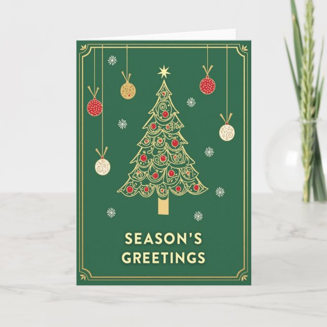 Elegante grüne Weihnachtskarte Karte (Vorderseite)