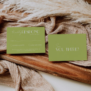 Elegante grüne weiße minimalistische helle Hochzei RSVP Karte