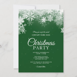 Elegante grüne weiße Schneeflocke Weihnachten im U Einladung