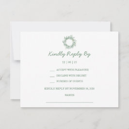 Elegante Grüne Winter-Botanische Kranzhochzeit RSVP Karte