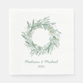 Elegante Grüne Winter-Botanische Kranzhochzeit Serviette