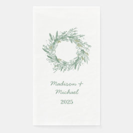 Elegante Grüne Winter-Botanische Kranzhochzeit Serviette