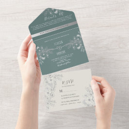 Elegante Grünen Hochzeit in einer Einladung