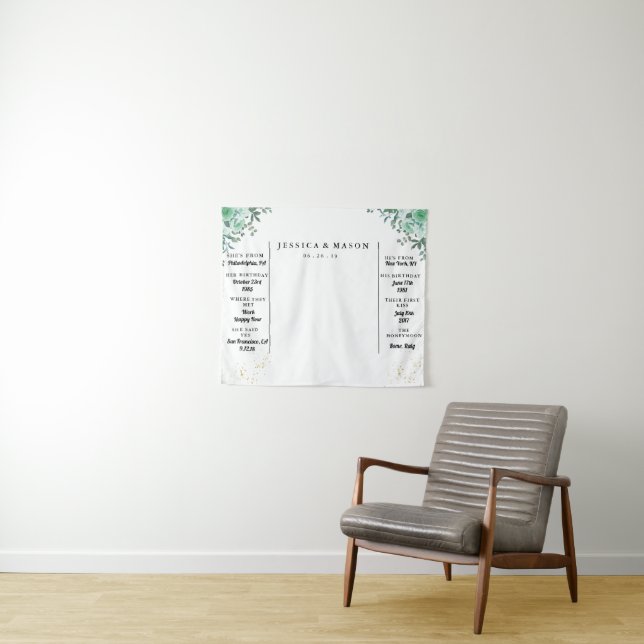 Elegante Grünflächen Blätter Flora Foto Stand Hint Wandteppich (Beispiel (Horizontal))