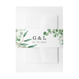 Elegante Grünflächen Blätter Floral Modern Bauchba Einladungsbanderole