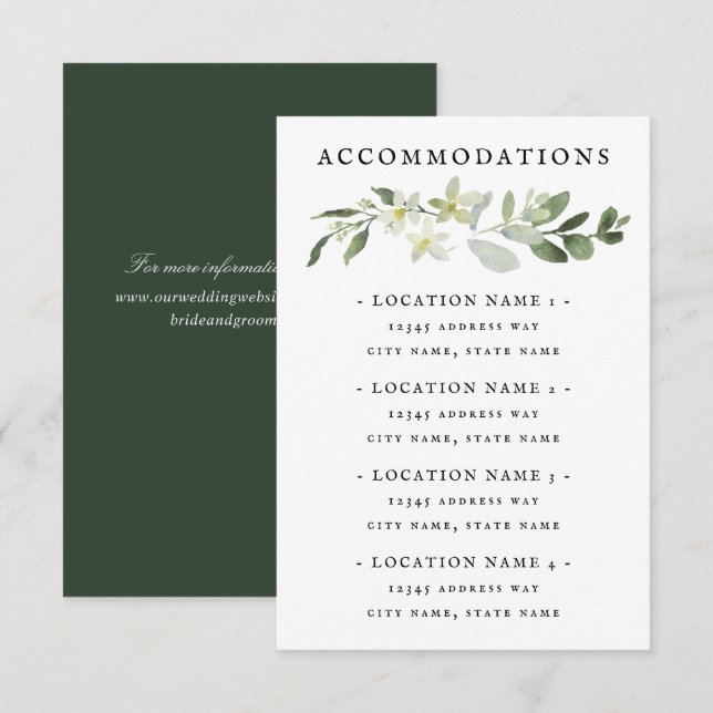 Elegante Grünflächen Unterkunft Eintrittskarte RSVP Karte (Vorne/Hinten)