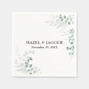 Elegante Grünnamen und Datum Personalisiert Serviette