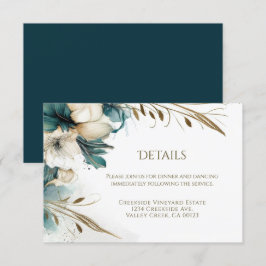 Elegante Grünpflanzen Aquamarine Hochzeit Begleitkarte